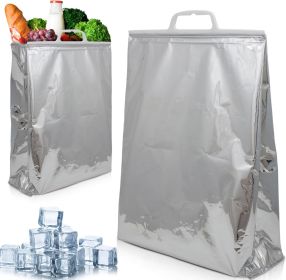 Pack of 5 Metallic Reusable Hot Or Cold Insulated Thermal Cooler Bags 13 x 19 x 7.5 Food; Lunch; Storage Thermal Carry Bags 13x19x7.5 Grocery; Fruit;