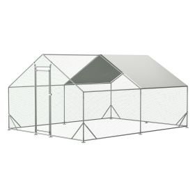 Large Metal Chicken Coop, Walk-in Chicken Run,Galvanized Wire Poultry Chicken Hen Pen Cage