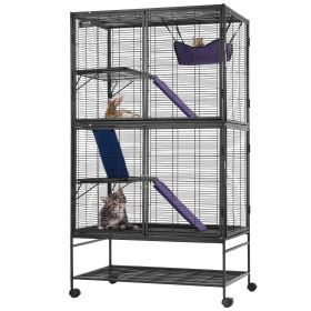 VEVOR 64.6" Metal Small Animal Cage 4-Tier Rolling Ferret Cage with Tray 3 Ramps