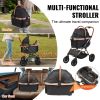 VEVOR Pet Stroller, 4 Wheels Dog Stroller Rotate with Brakes, 66 lbs Weight Capacity, Puppy Stroller with Detachable Carrier