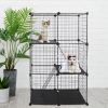 3 Tier Cat Playpen Cage Metal Indoor Cat House Detachable Kitten House with 3 Doors 2 Ladders Large Cat Exercise Place for 1-2 Cats Black