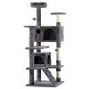 53 inch Multi-Level Cat Tree Cat Condo with Scratching Posts Kittens Activity Tower Pet Play House Furniture, Dark Grey