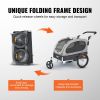 VEVOR Dog Bike Trailer, Supports up to 88 lbs, 2-in-1 Pet Stroller Cart Bicycle Carrier, Easy Folding Cart Frame with Quick Release Wheels