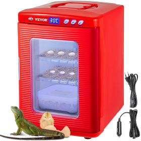 VEVOR Red Reptile Incubator 25L Scientific Lab Incubator Digital Incubator Cooling and Heating 5-60°C Reptile Egg Incubator 12V/110V Work for Small R