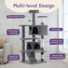 53 inch Multi-Level Cat Tree Cat Condo with Scratching Posts Kittens Activity Tower Pet Play House Furniture, Dark Grey