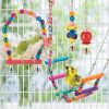 Bird Parakeet Toys; Swing Hanging Standing Chewing Toy Hammock Climbing Ladder Bird Cage Colorful Toys Suitable for Budgerigar; Parakeet; Conure; Cock