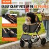 VEVOR Pet Stroller, 4 Wheels Dog Stroller Rotate with Brakes, 66 lbs Weight Capacity, Puppy Stroller with Detachable Carrier