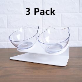 Cat Double Bowl Cat Food Bowl Protects Cervical Vertebra (Option: 3 Pack Double white)