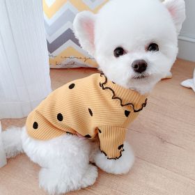 Dot turtleneck dog bottoming shirt (Option: Yellow-XL)