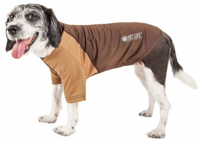 Pet Life Active Two-Toned Performance Dog T-Shirt (Color: Brown, size: small)