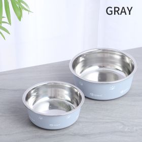 Dog Bowl Cat Bowl For Food And Water, Stainless Steel Pet Feeding Bowl, Durable Non-Skid Insulated Heavy Duty With Rubber Bottom For Medium Large Dogs (Color: Gray, size: M)