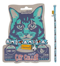 Touchcat Bell-Chime Designer Rubberized Cat Collar w/ Stainless Steel Hooks (Color: Blue)