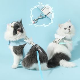 Adjustable Pet Cat Leash Set, Angel Wings Design, Breathable, And Soft For Comfort Cat Harness And Leash Set (Color: Blue, size: S)