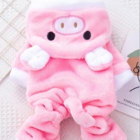 Pet Apparel; Piggy Shaped Winter Warm Flush Clothes For Doggy (Color: Pink, size: XS)