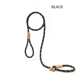 Dog Rope Pet Pulling Rope Puppy Strap Traction Rope Heavy Duty Belt Large Dog Leash Dog Collar Strap Dog Training Pet Harness Hands-Free Leash For Sma (Color: Black, size: 1.5x1)