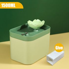 1.5L Auto Cat Water Fountain Filter USB Electric Mute Cat Drinker Bowl Recirculate Filtring Drinker Dog Pet Drinking Dispenser (Ships From: China, Color: USB Green)